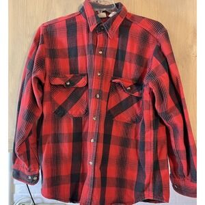 Vintage Five Brother Plaid Thick Flannel Shirt Mens Large USA MADE Long‎ Sleeve